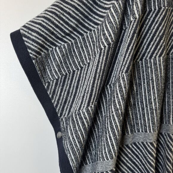 Unbranded Knit Button Down Sweater Cape Women One Size Blue Gray Striped Coastal - Picture 7 of 12